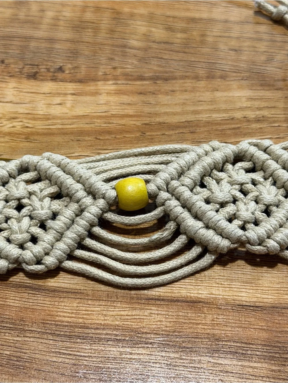 NWT Macrame Boho Woven Rattan Straw Rope Braid Waist Belt Khaki Tan